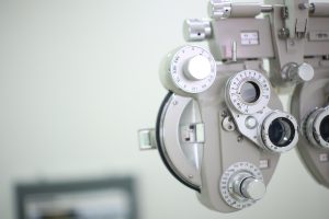 Phoropter eye test in optical store